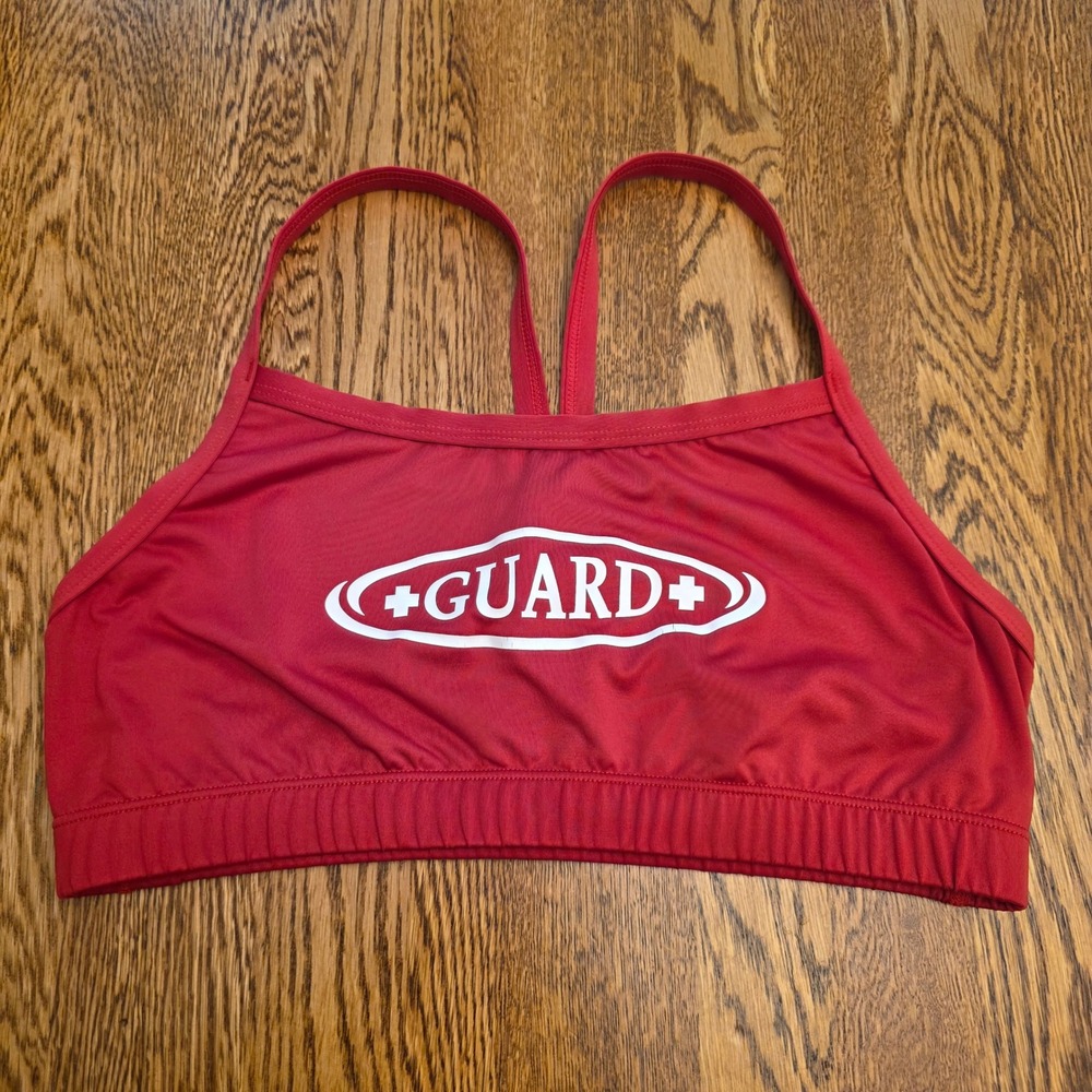 Lifeguard M Red 2 Piece Bikini Set Guard Graphic Sporty Swimsuit Womens Uniform - Picture 11 of 16